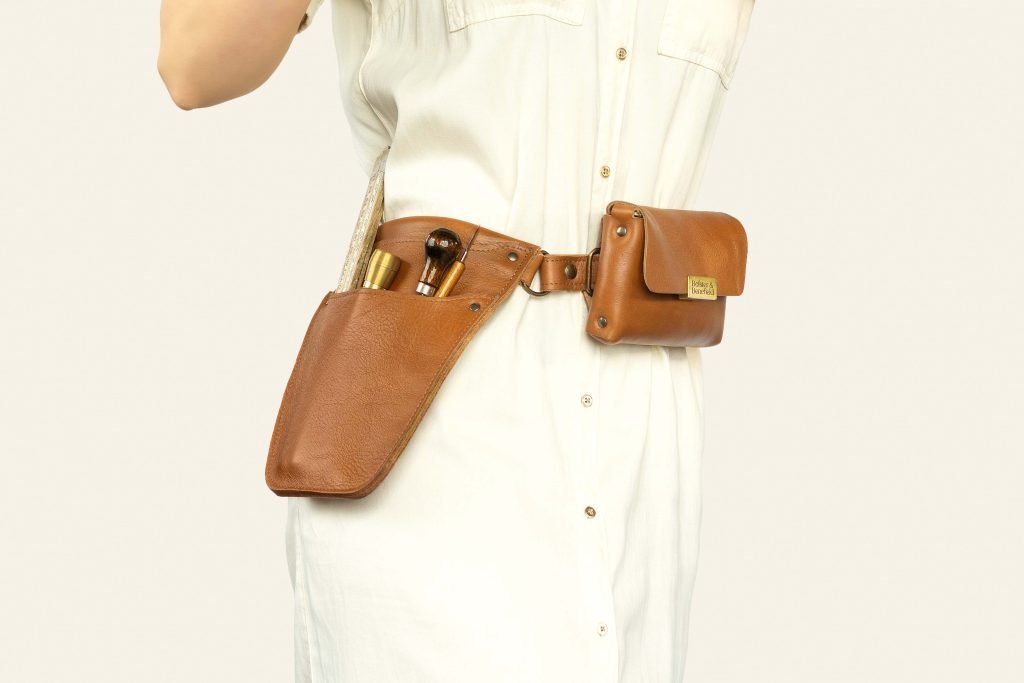 Bolster & Benefield leather belt bags. Medium tool pouch cognac for designers and creatives.