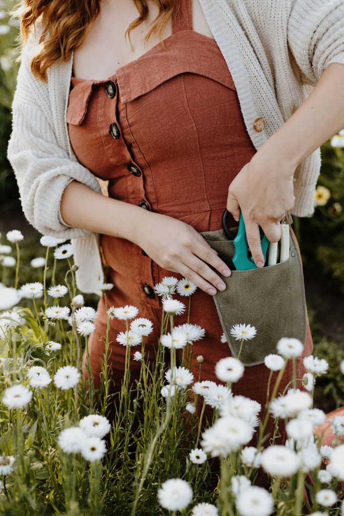 Women’s Olive Leather Tool Belt with Brass Buckle